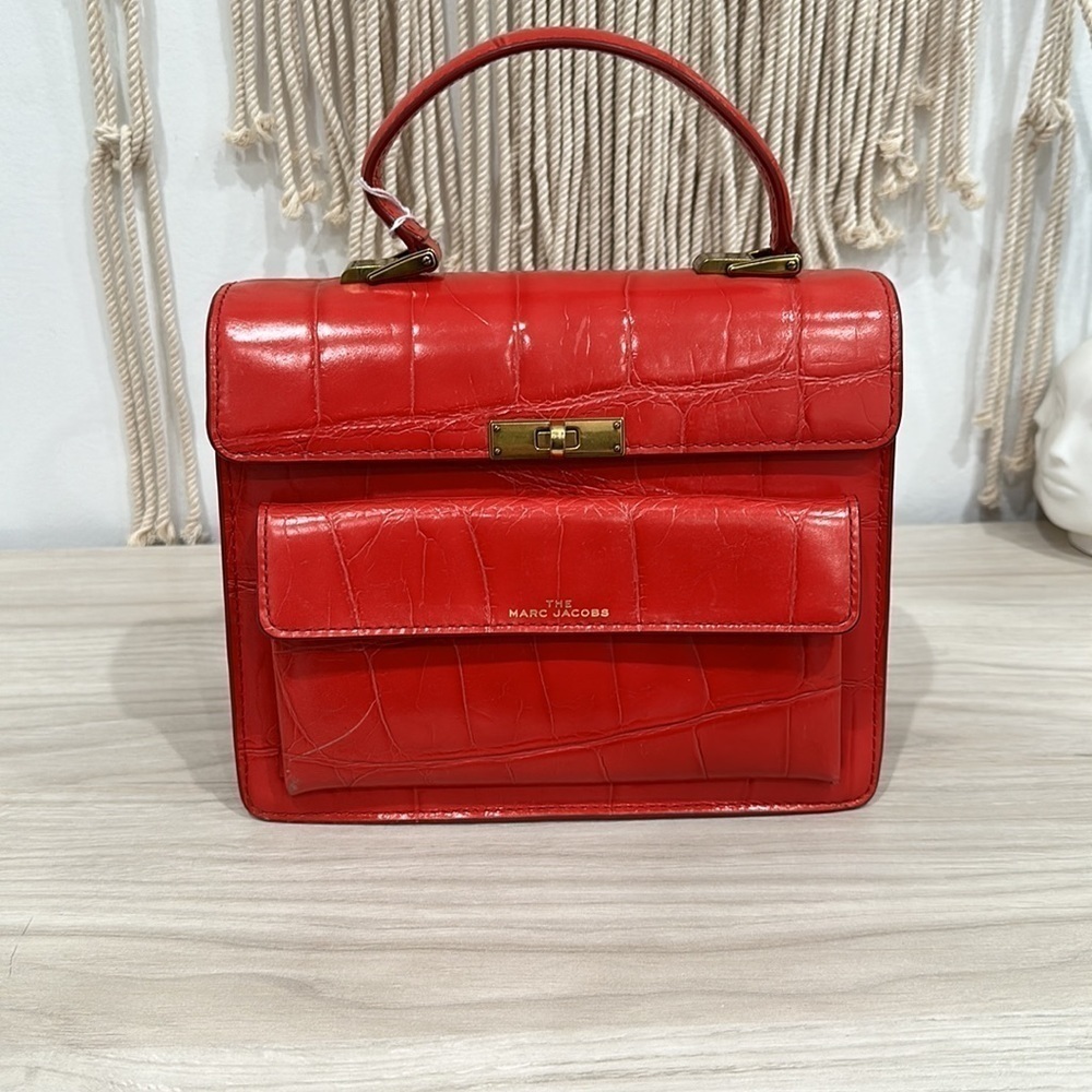 The Marc Jacobs Uptown Croc Bag Fiery Red